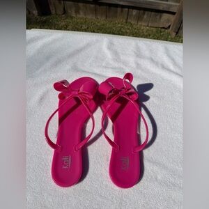 Kali Women's Bright Pink Bow Jelly Sandals